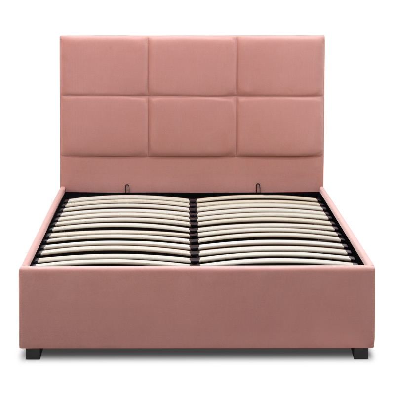 Kingston Megapap velvet bed with storage space in melon pink color 120x200cm.