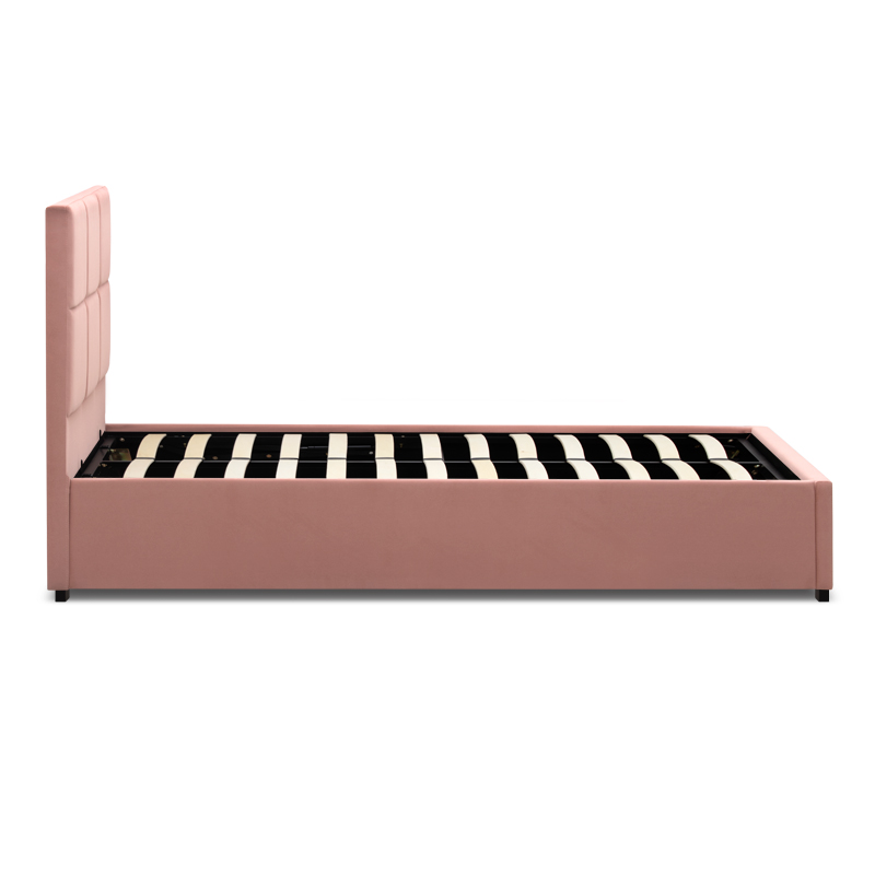 Kingston Megapap velvet bed with storage space in melon pink color 120x200cm.