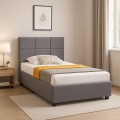 Kingston Megapap velvet bed with storage space in grey color 120x200cm.