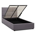 Kingston Megapap velvet bed with storage space in grey color 120x200cm.