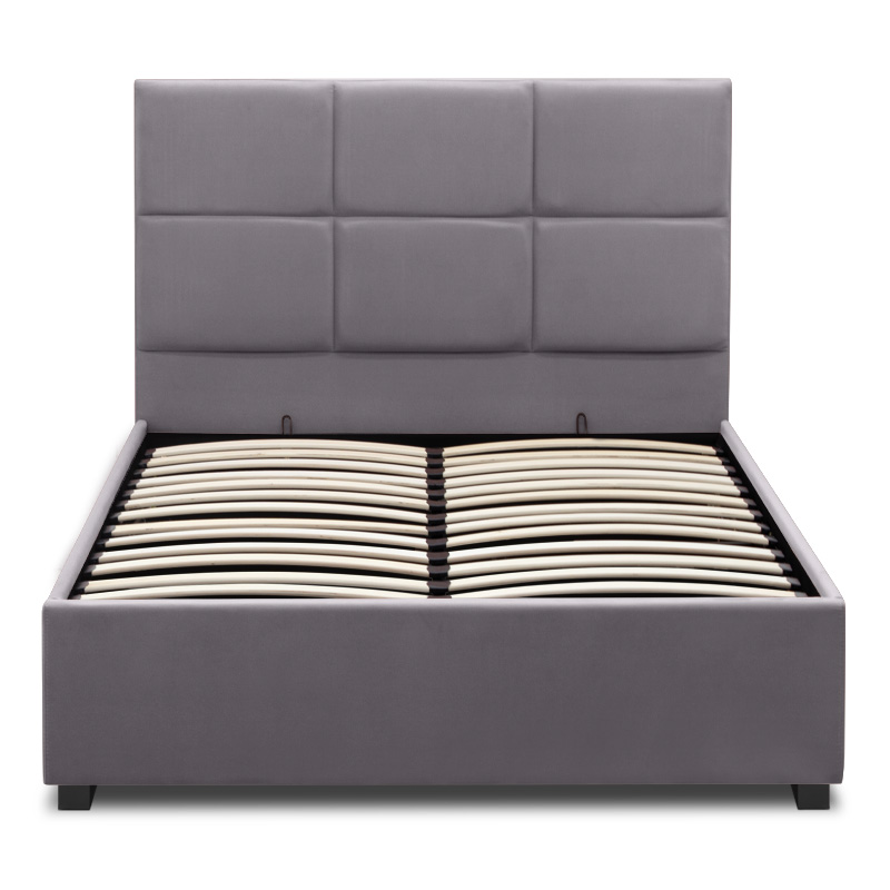 Kingston Megapap velvet bed with storage space in grey color 120x200cm.