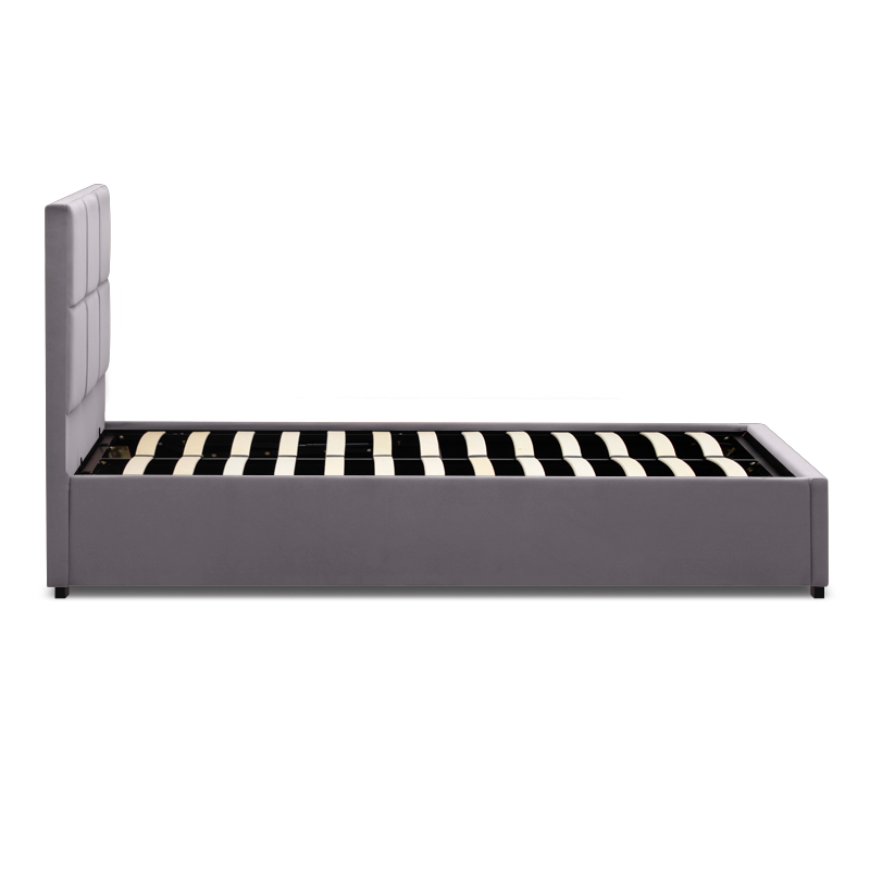 Kingston Megapap velvet bed with storage space in grey color 120x200cm.