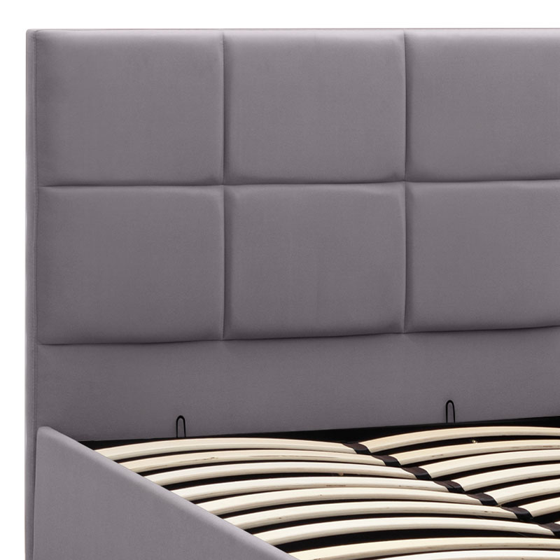 Kingston Megapap velvet bed with storage space in grey color 120x200cm.