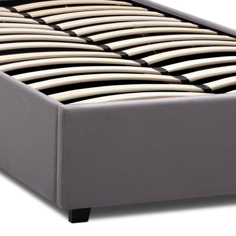 Kingston Megapap velvet bed with storage space in grey color 120x200cm.