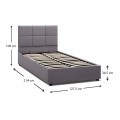 Kingston Megapap velvet bed with storage space in grey color 120x200cm.