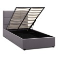 Kingston Megapap velvet bed with storage space in grey color 100x200cm.