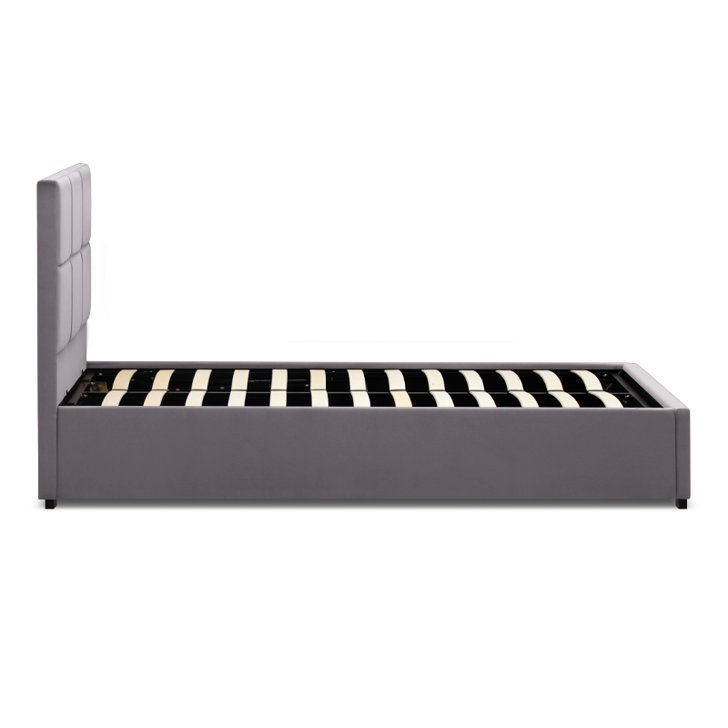 Kingston Megapap velvet bed with storage space in grey color 100x200cm.