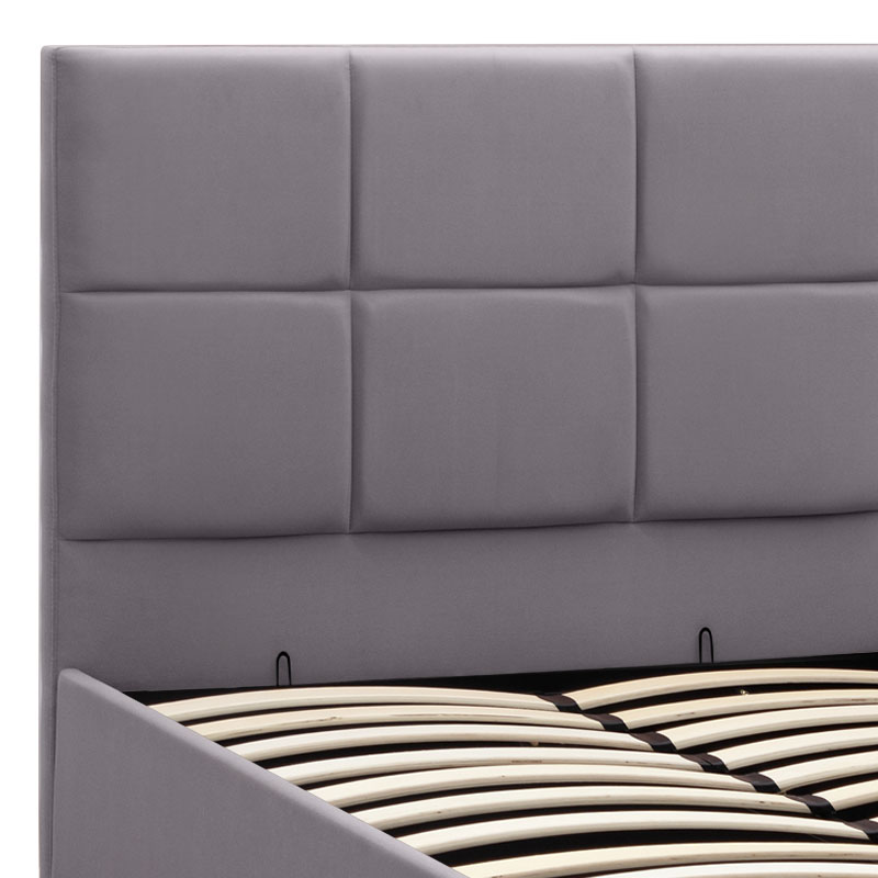 Kingston Megapap velvet bed with storage space in grey color 100x200cm.
