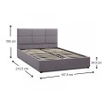 Kingston Megapap velvet bed with storage space in grey color 150x200cm.