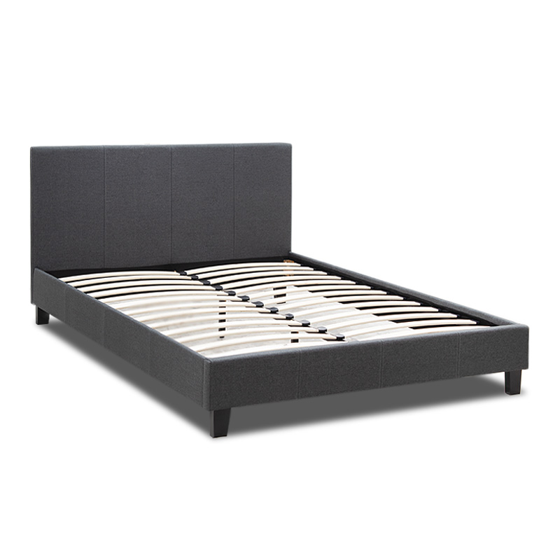 Flat Megapap fabric bed in anthracite color 140x190cm.
