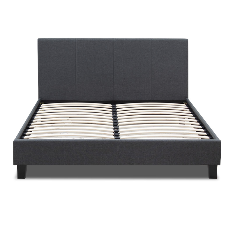 Flat Megapap fabric bed in anthracite color 140x190cm.