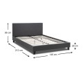Flat Megapap fabric bed in anthracite color 140x190cm.