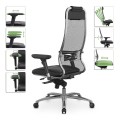 Samurai L1-2D Megapap ergonomic office chair with TS Mesh fabric and PU Leather color black 69x70x122/130cm.