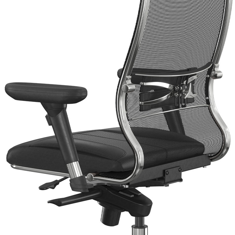 Samurai L1-2D Megapap ergonomic office chair with TS Mesh fabric and PU Leather color black 69x70x122/130cm.