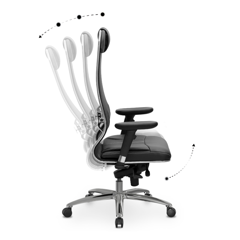 Samurai L1-2D Megapap ergonomic office chair with TS Mesh fabric and PU Leather color black 69x70x122/130cm.