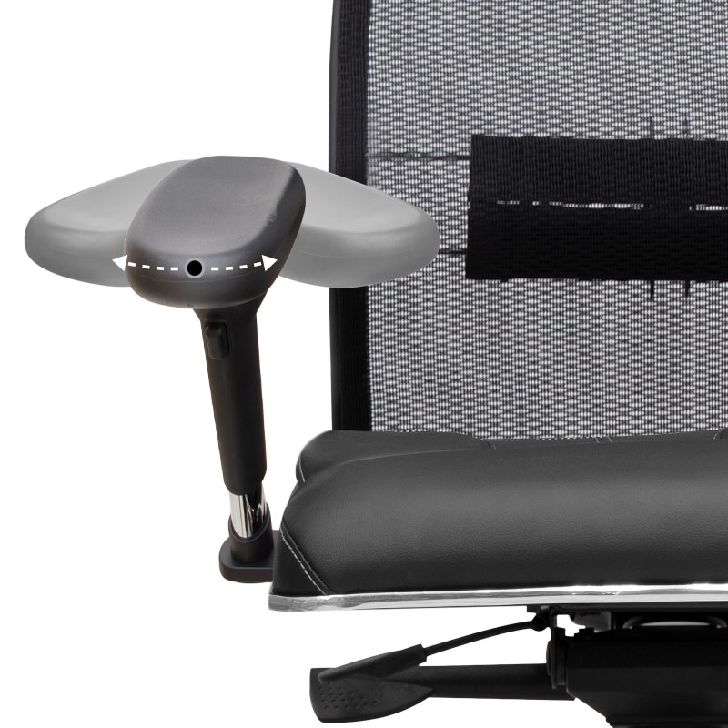 Samurai L1-2D Megapap ergonomic office chair with TS Mesh fabric and PU Leather color black 69x70x122/130cm.