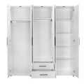 Bianco Megapap 6 doors melamine wardrobe in white color 206x52x213cm.