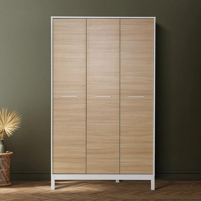 London Megapap 3 doors melamine wardrobe in oak - white color 120x52x202cm.