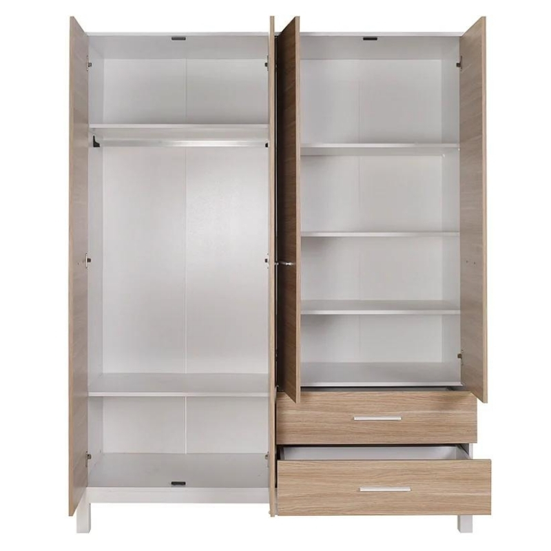 London Megapap 4 doors melamine wardrobe in oak - white color 159x52x202cm.