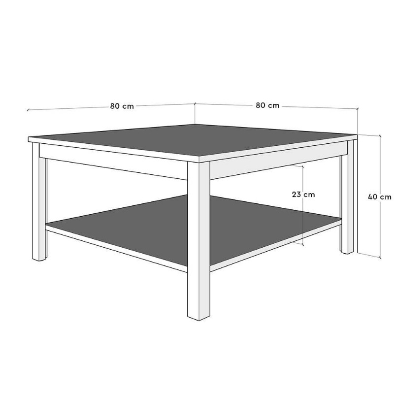 Rustic Megapap melamine coffee table in white color 80x80x40cm.