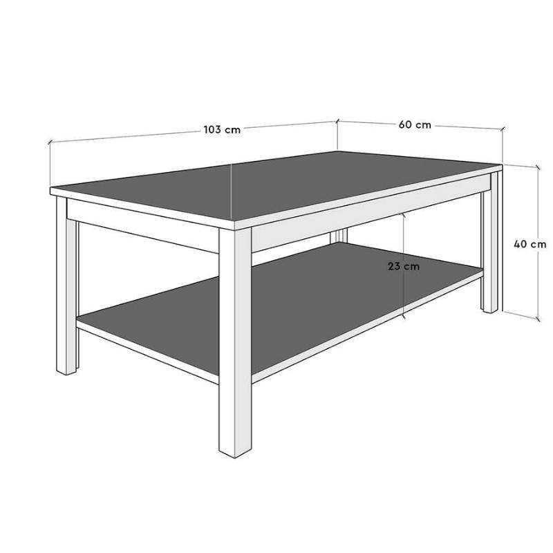 Τραπεζάκι σαλονιού Rustic Megapap χρώμα λευκό 103x60x40εκ.