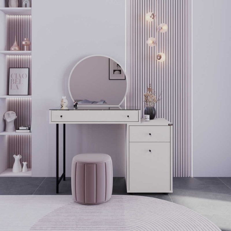Dior Megapap melamine dressing table in mink color 108x45x130cm.