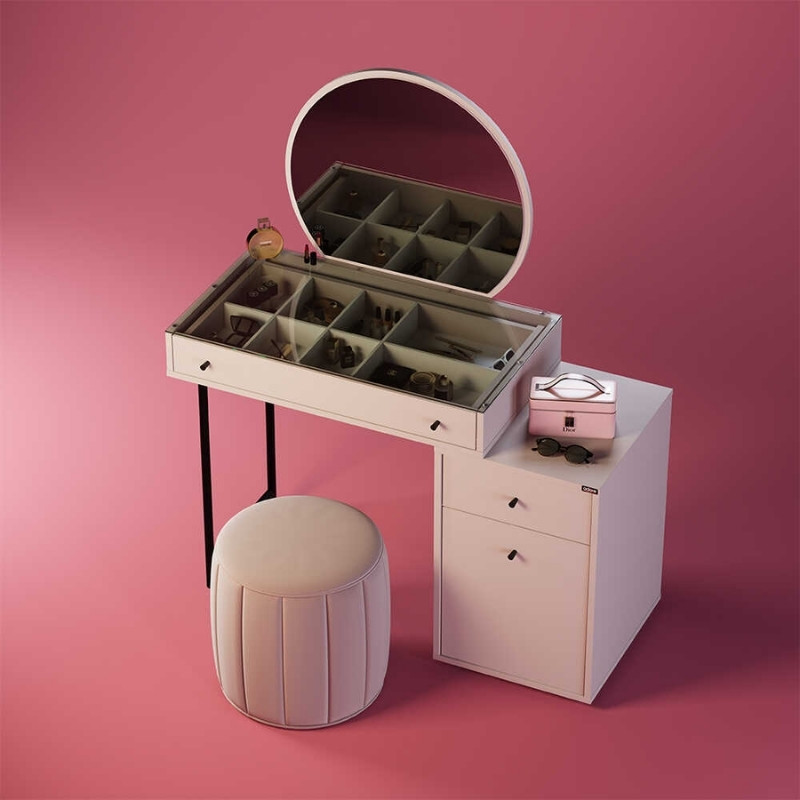 Dior Megapap melamine dressing table in mink color 108x45x130cm.