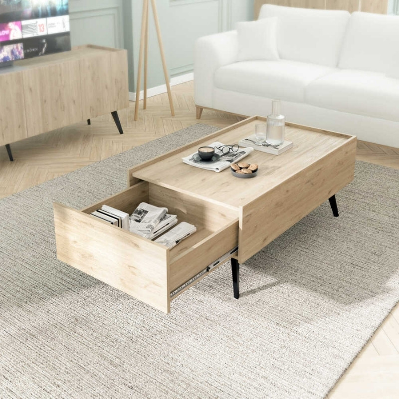 Luna Megapap melamine coffee table in oak color 102x61x44cm.