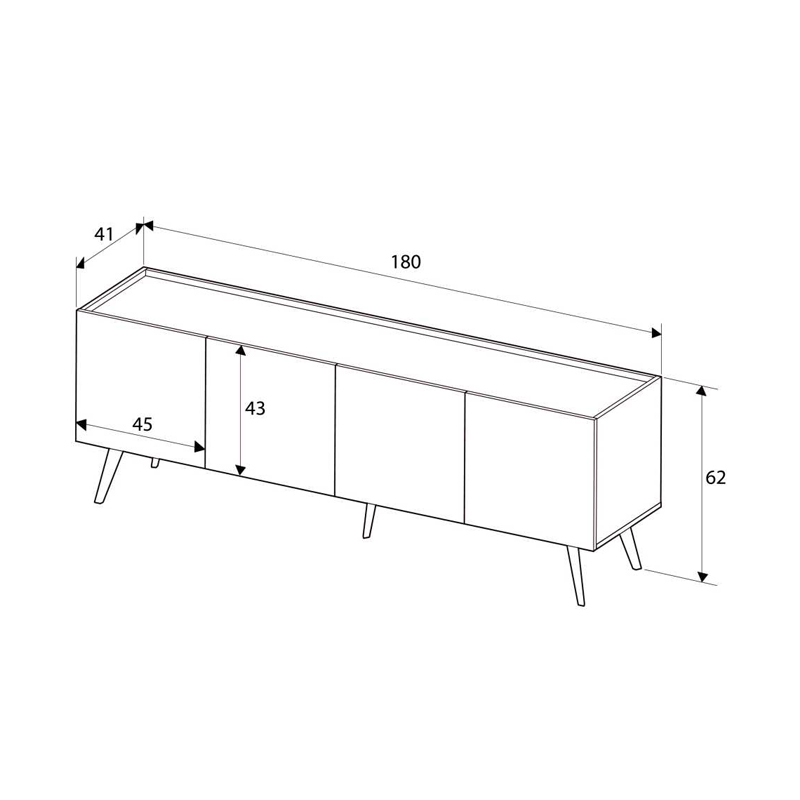 Luna Megapap melamine TV unit in oak color 180x41x62cm.