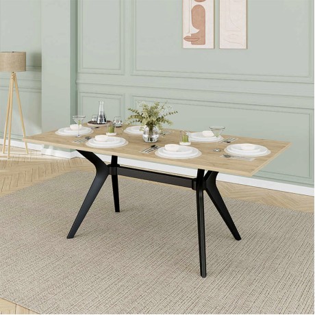 Luna Megapap melamine dining table in florida oak color 181x90x75cm.