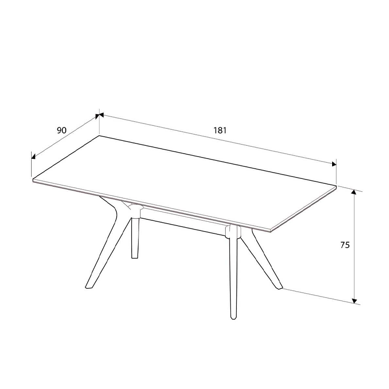 Luna Megapap melamine dining table in florida oak color 181x90x75cm.