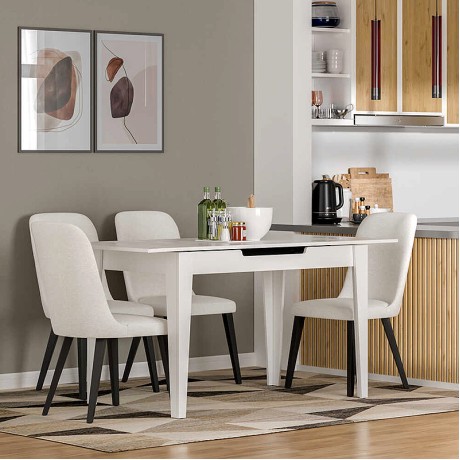 Trendline Megapap melamine extendable table in white color 120/150x70x75cm.