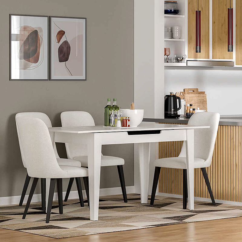 Trendline Megapap melamine extendable table in white color 120/150x70x75cm.