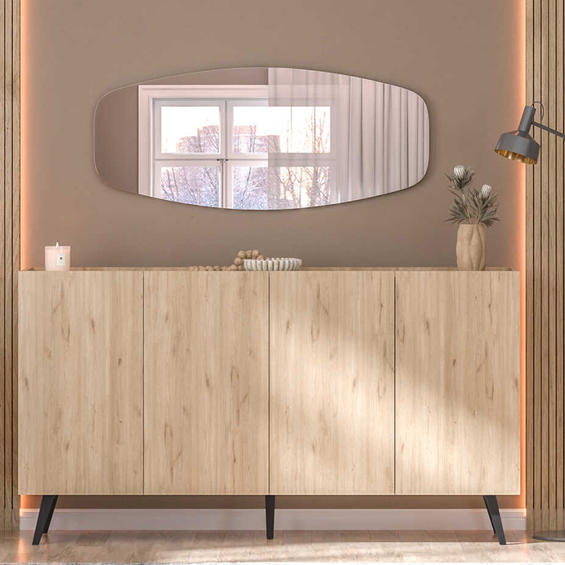 Luna Megapap wall mirror in black color 120x2x52cm.