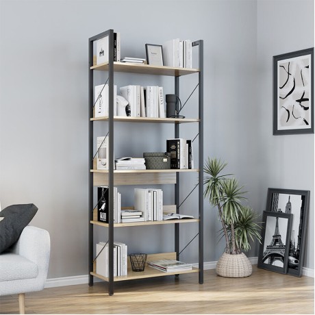 Βιβλιοθήκη Connect Megapap χρώμα florida oak 73x35x172εκ.