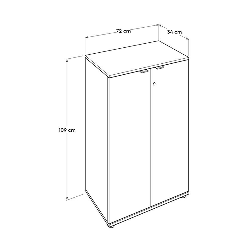 Rio Megapap melamine office file cabinet with lock in anthracite color 72x34x109cm.