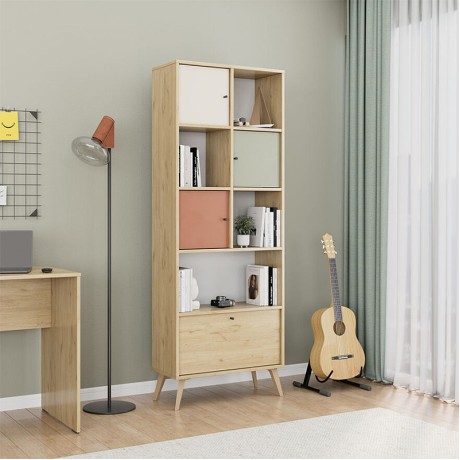 Terra Megapap melamine bookcase in florida oak color 67x30x181cm.