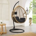 Veronica Megapap metallic wicker hanging swing in natural color 108x75x195cm.