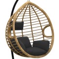Veronica Megapap metallic wicker hanging swing in natural color 108x75x195cm.