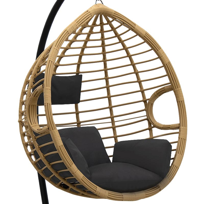 Veronica Megapap metallic wicker hanging swing in natural color 108x75x195cm.