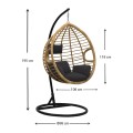 Veronica Megapap metallic wicker hanging swing in natural color 108x75x195cm.