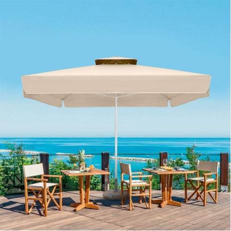 Juno Megapap professional umbrella aluminium frame fabric in ecru color 3x3m.