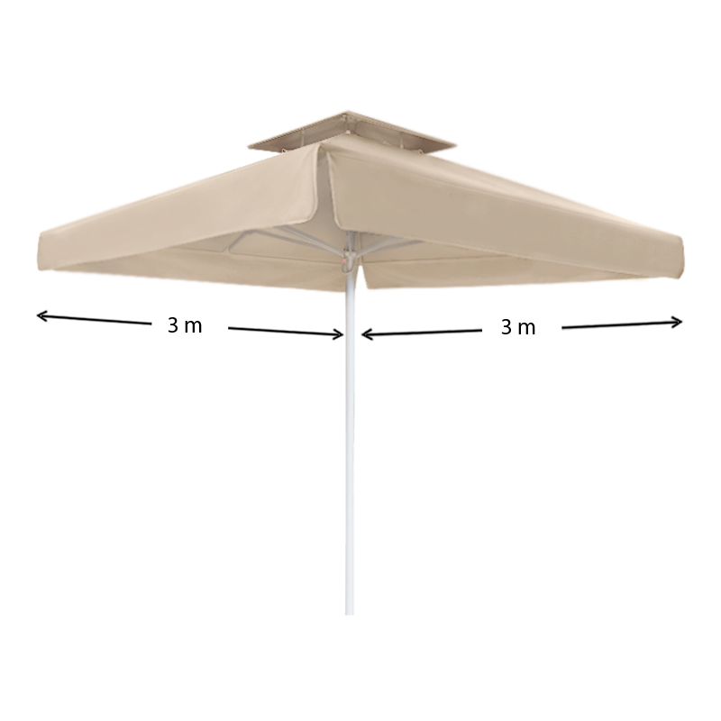 Juno Megapap professional umbrella aluminium frame fabric in ecru color 3x3m.