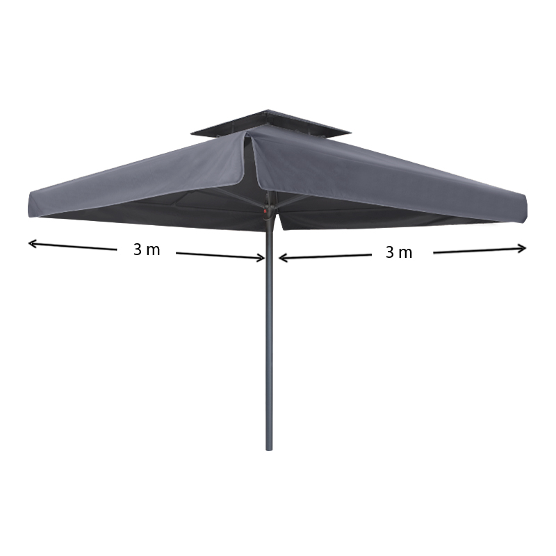 Juno Megapap professional umbrella aluminium frame fabric in anthracite color 3x3m.