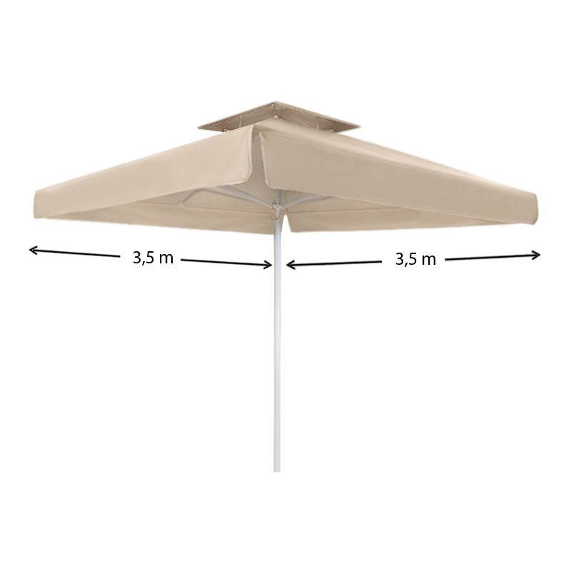 Juno Megapap professional umbrella aluminium frame fabric in ecru color 3,5x3,5m