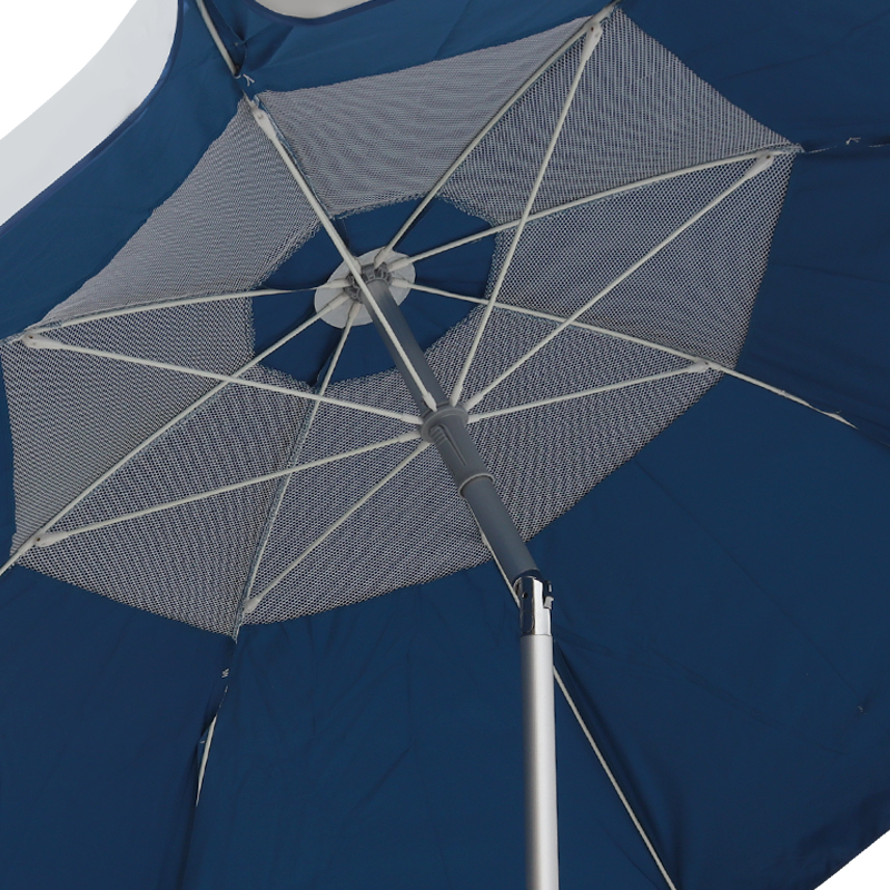 Malibu Megapap Aluminum beach umbrella with UPF 50+ protection, silver - blue color, Ø2m