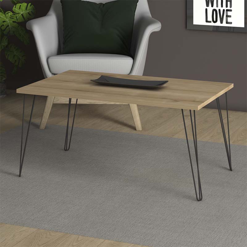 Fiona Megapap metallic - melamine coffee table in oak color 90x55x43cm.