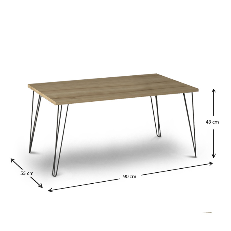 Fiona Megapap metallic - melamine coffee table in oak color 90x55x43cm.
