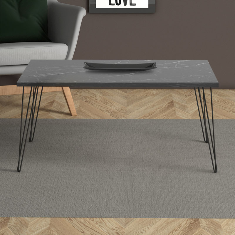 Fiona Megapap metallic - melamine coffee table in black marble effect color 90x55x43cm.