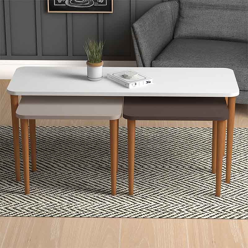 Omega Megapap melamine coffee table and side tables in white - cappuccino - brown color
